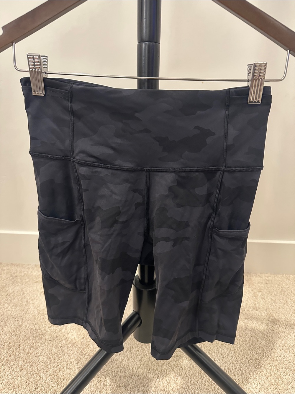 lululemon athletica Black Camo High-Rise Bike Shorts with Pockets